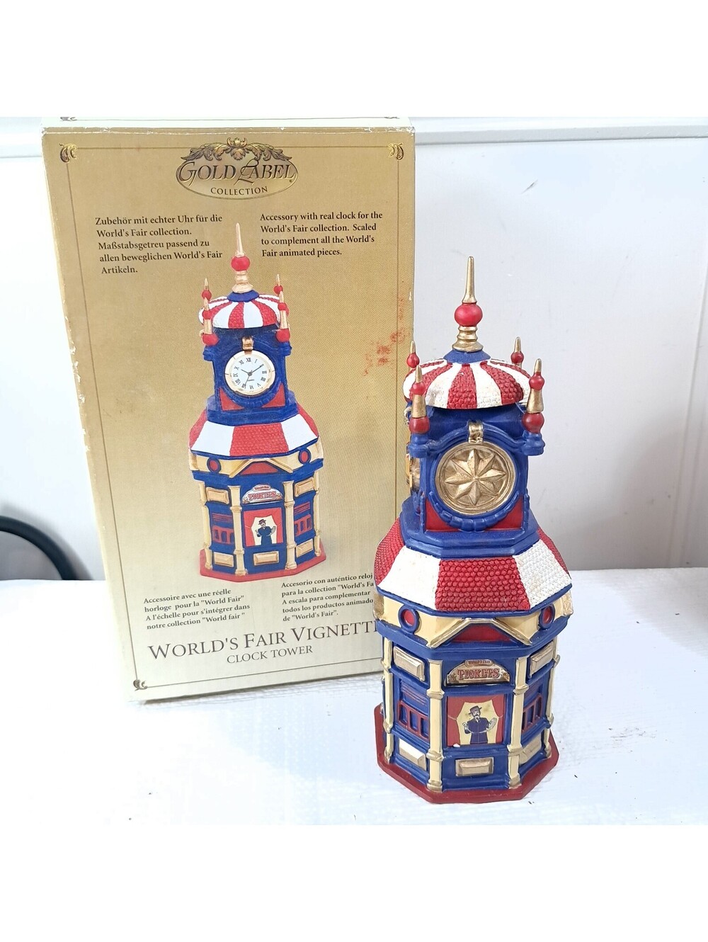 Mr. Christmas World's Fair Vignette Clock Tower 2004 Gold Label Collection & box
